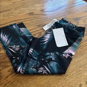 Fabletics Tropical Black and Pink Leggings